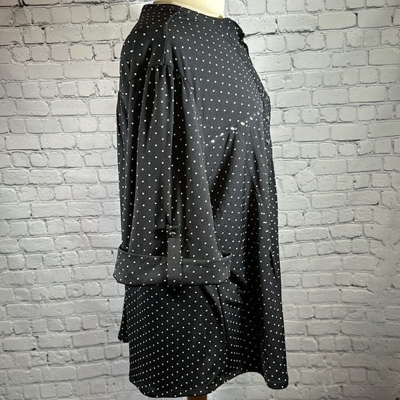 Cocomo Woman size 3X Black White Polka Dot Roll Tab Sleeve Popover Tunic NEW - Picture 4 of 16
